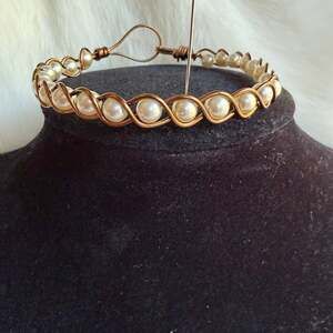 Vegan Pearl acrylic beads bracelet handmade copper